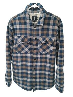 Surplus Flannel Shacket Mens Medium Sherpa Lined Snap Up Plaid Workwear Outdoor